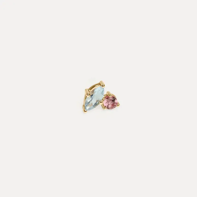 Stilnest Joy Ohrstecker 585 Gold Aquamarin Turmalin Single