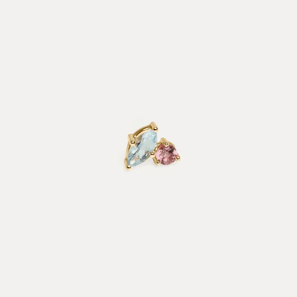 Stilnest Joy Ohrstecker 585 Gold Aquamarin Turmalin Single