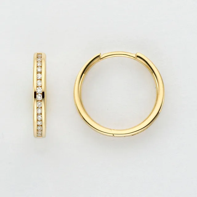 Eugen Rühle Ohrschmuck 80.7888 Scharnier-Creolen 0,14ct 585 Gelbgold