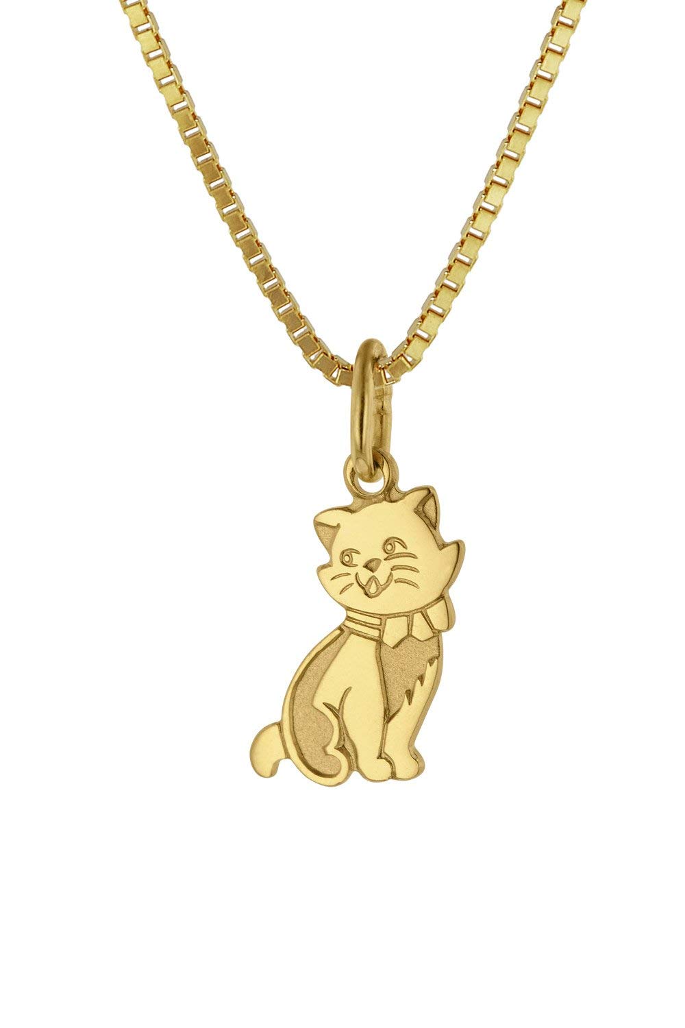 trendor Katze Anhänger Gold 333 Kette Silber 38 cm