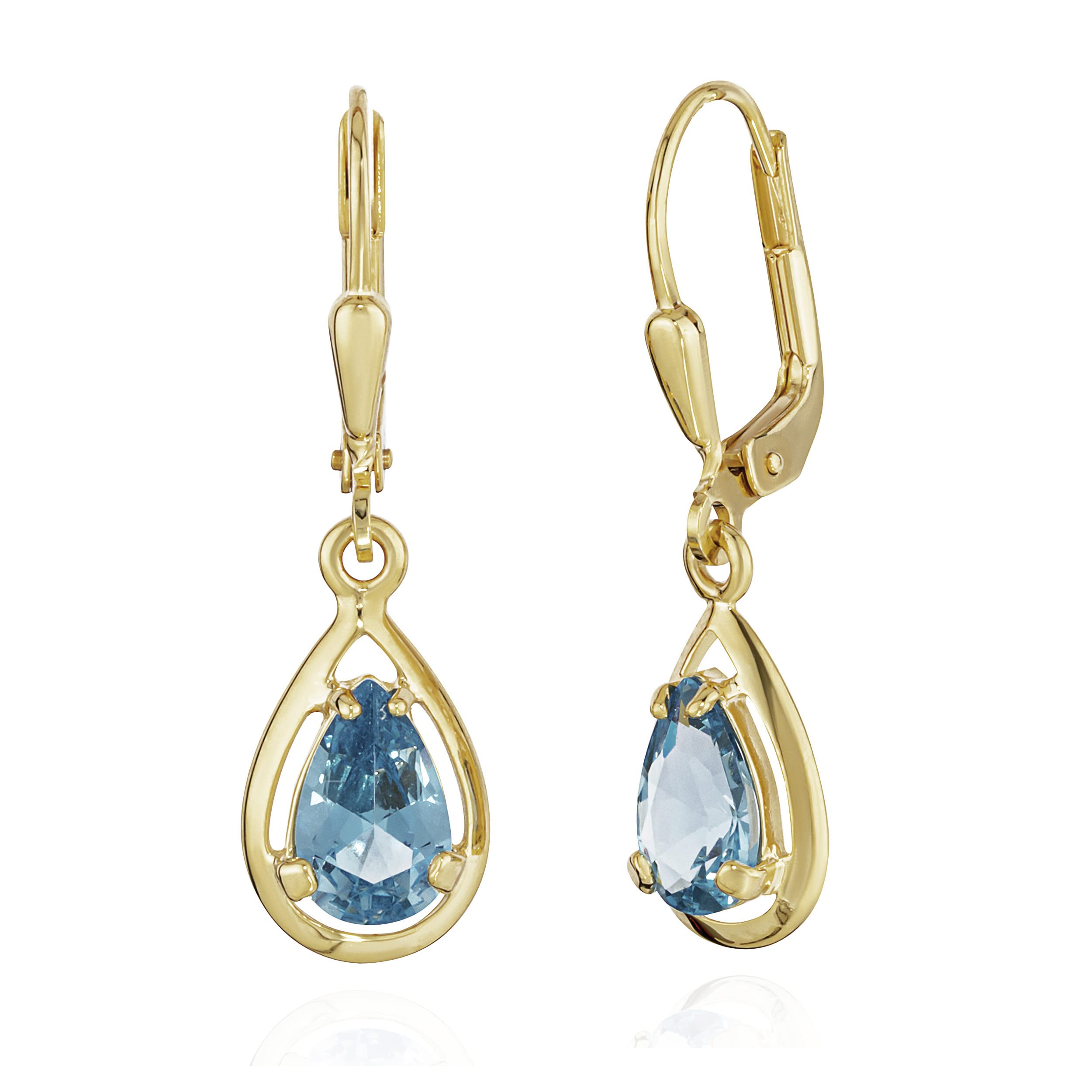 NKlaus JEWELLERY Brisur Ohrhänger Aquamarin Gold 14x8mm Paar
