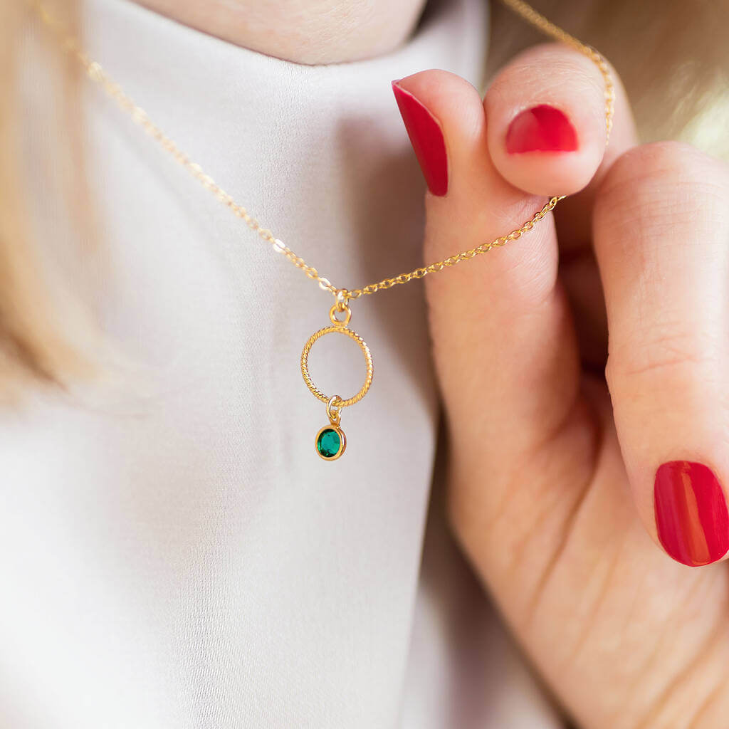 Joy by Corrine Smith Twisted Circle Halskette Gold Mini Geburtsstein