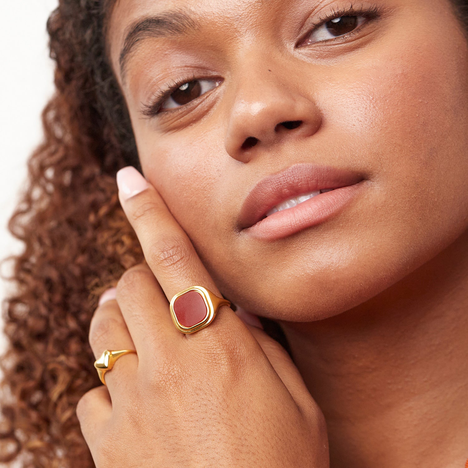 Stilnest Manhattan Cocktail Ring Achat Rot Gold 52
