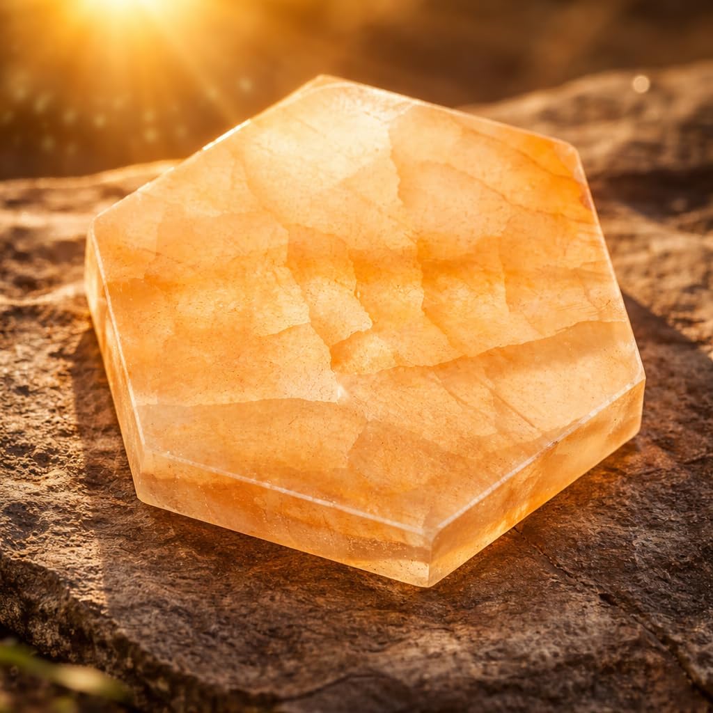 NKlaus Healing Crystals Selenit-Platte 9,5 cm Sechseck Pfirsich
