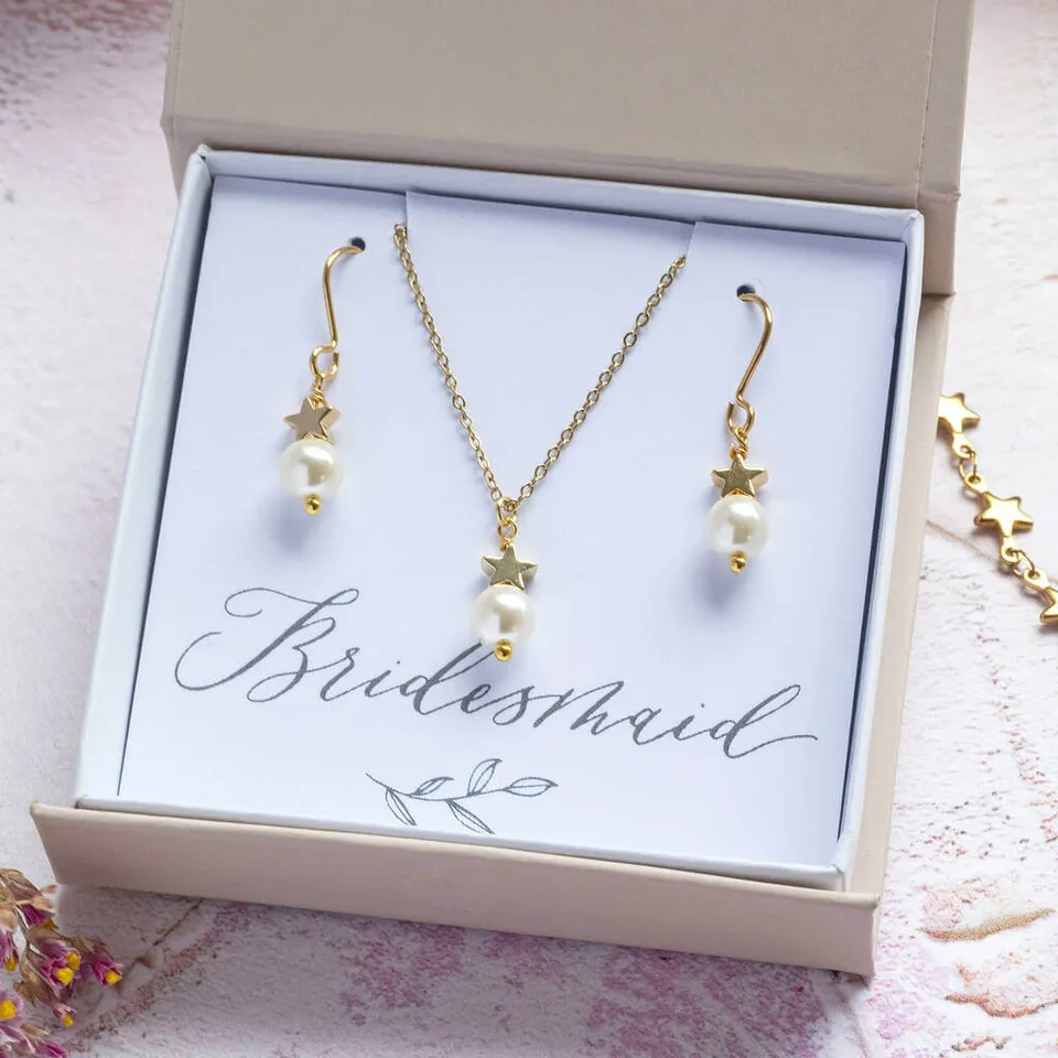 Joy by Corrine Smith Brautjungfern Perlen Schmuckset Gold