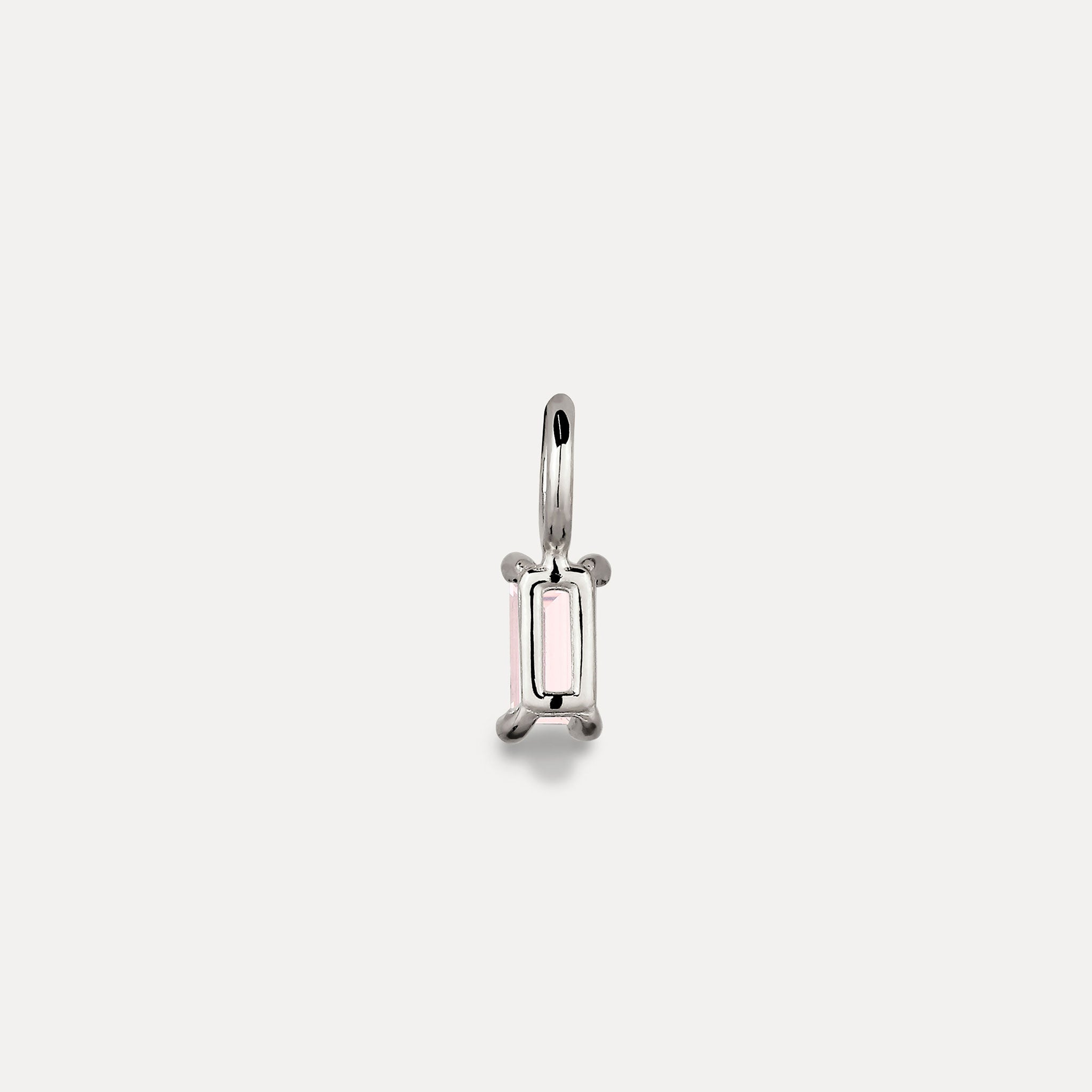 Stilnest Rosenquarz Anhänger Baguette 24k Gold Vermeil rosa