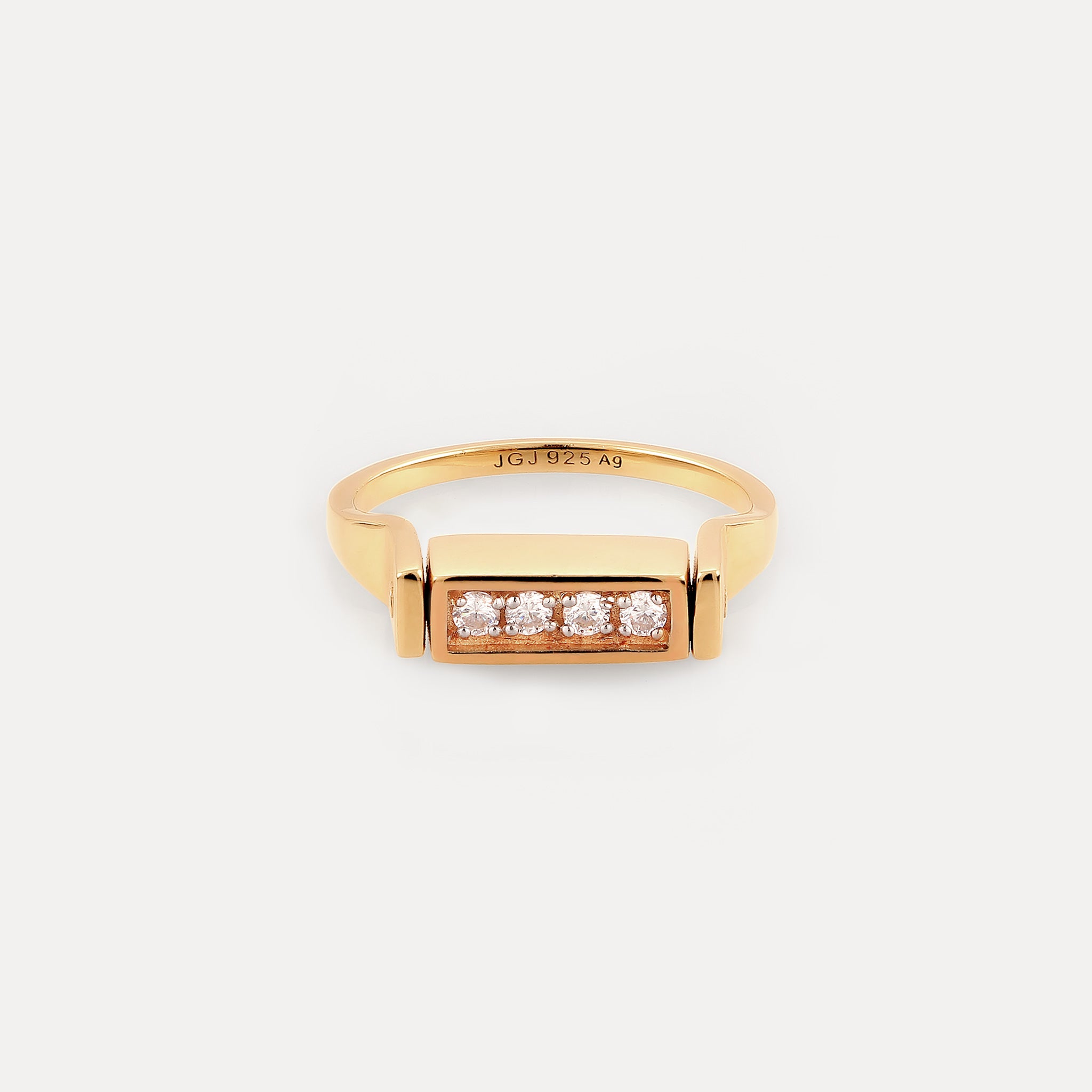 Stilnest Rings Saphir Brick Flip Ring 24k Gold Gr.54 Schwarz
