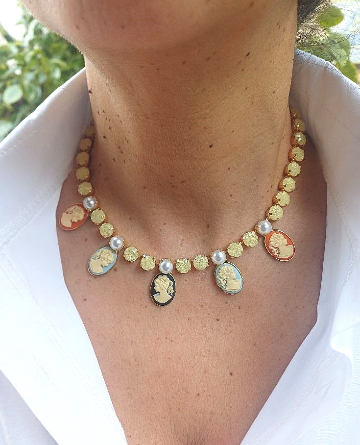 Alevá Bijoux Collane Katia Halskette Gold Kamee 40 cm