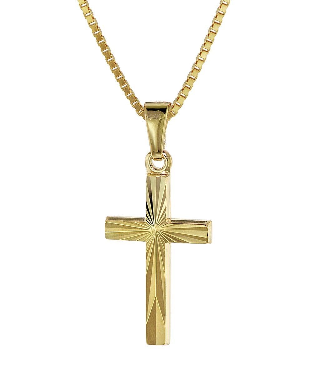 trendor Kreuz Kinder Halskette Gold 333 18 mm 40 cm