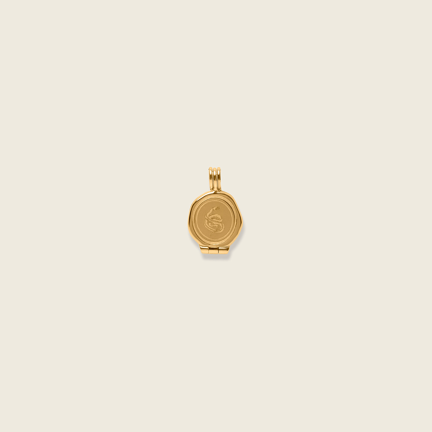 Stilnest Snake Seal Medaillon Anhänger Gold
