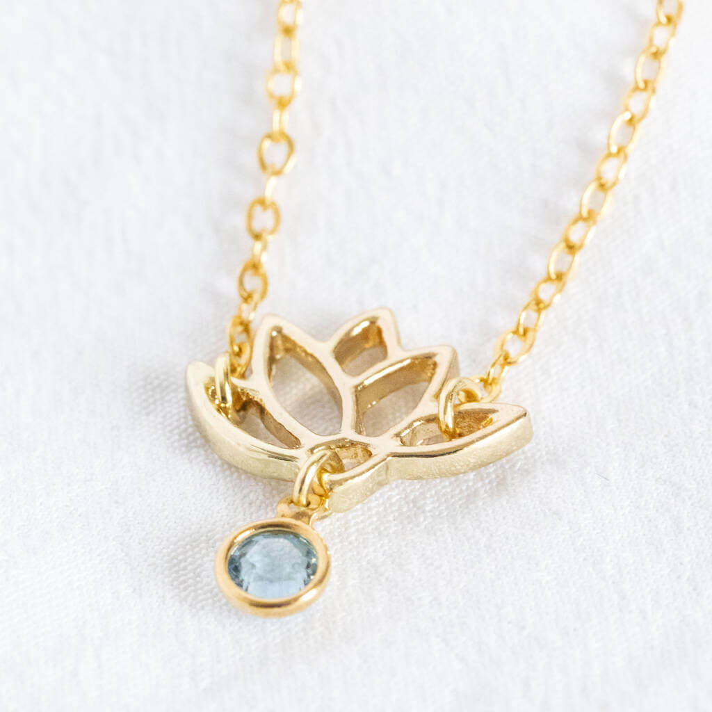Joy by Corrine Smith Lotus Halskette Geburtsstein Gold Silber