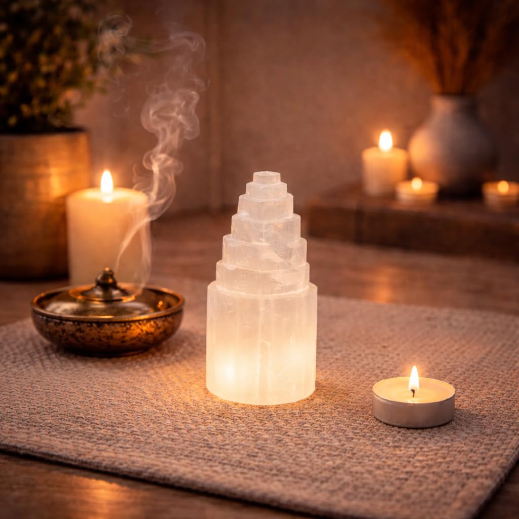NKlaus Healing Crystals Selenit Turm 15cm Naturstein Energie