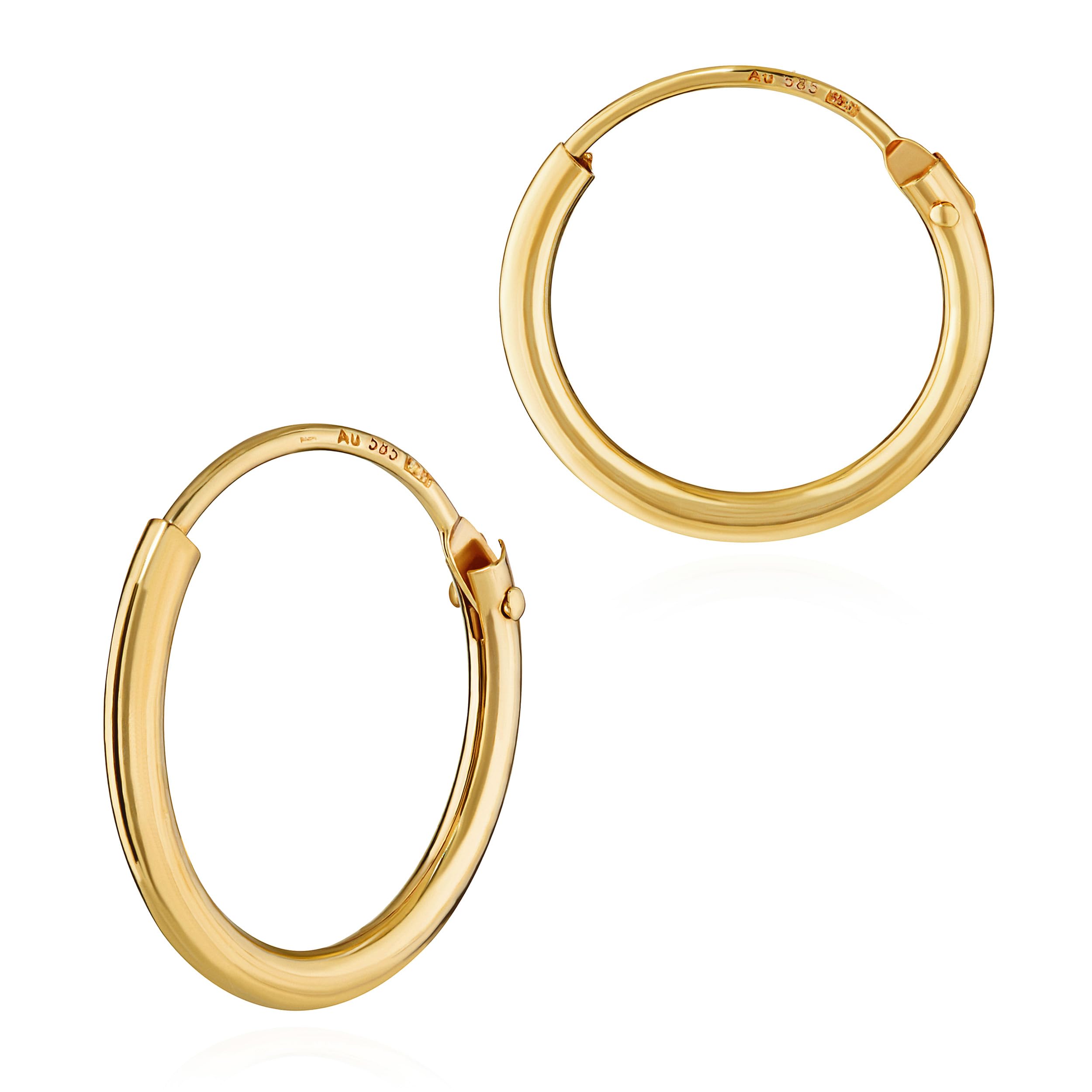 NKlaus Jewellery Klapp-Creolen Echtgold 585 Ohrringe 13mm Paar