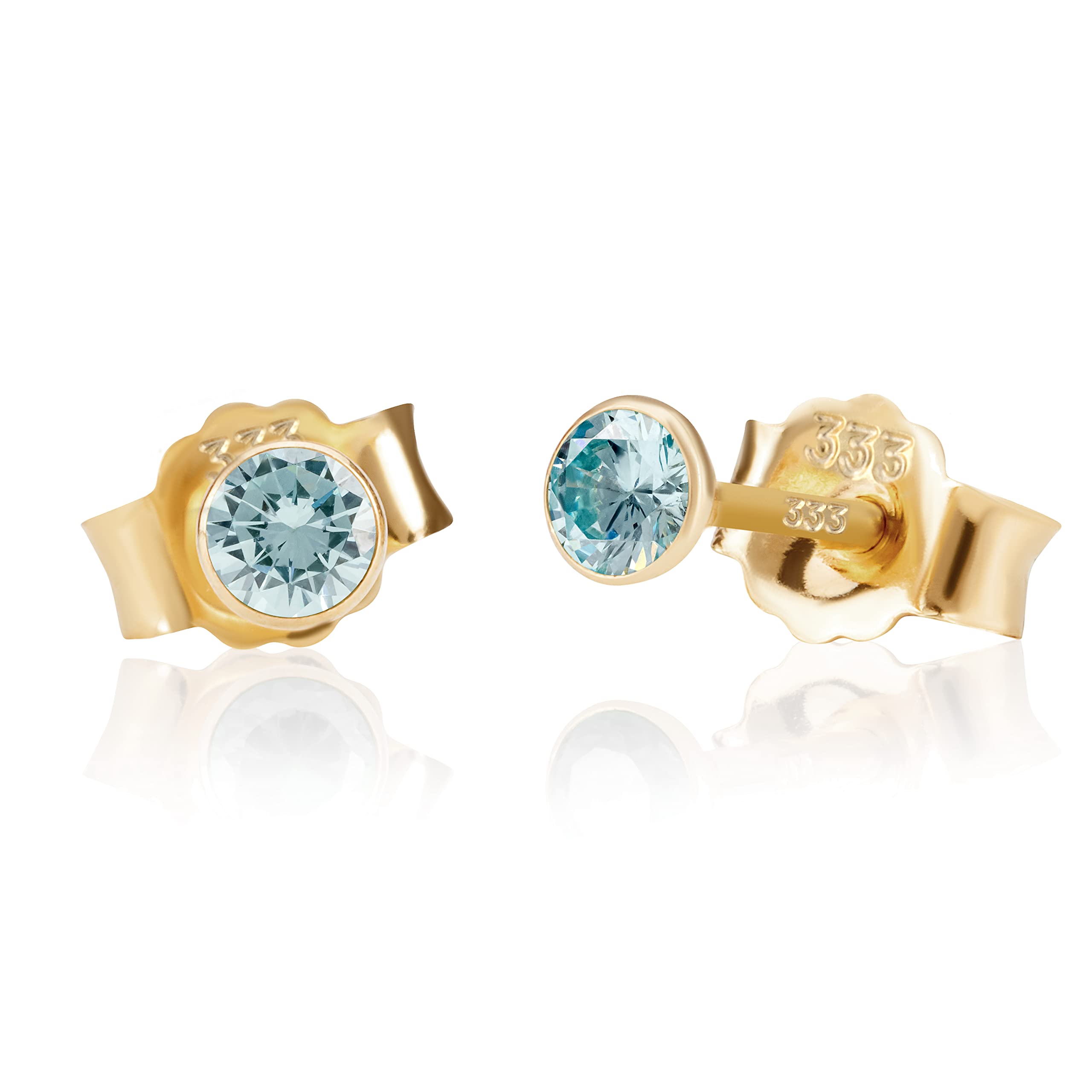 NKlaus Jewellery Ohrstecker 333 Gelbgold Zirkonia Champagne 3 mm