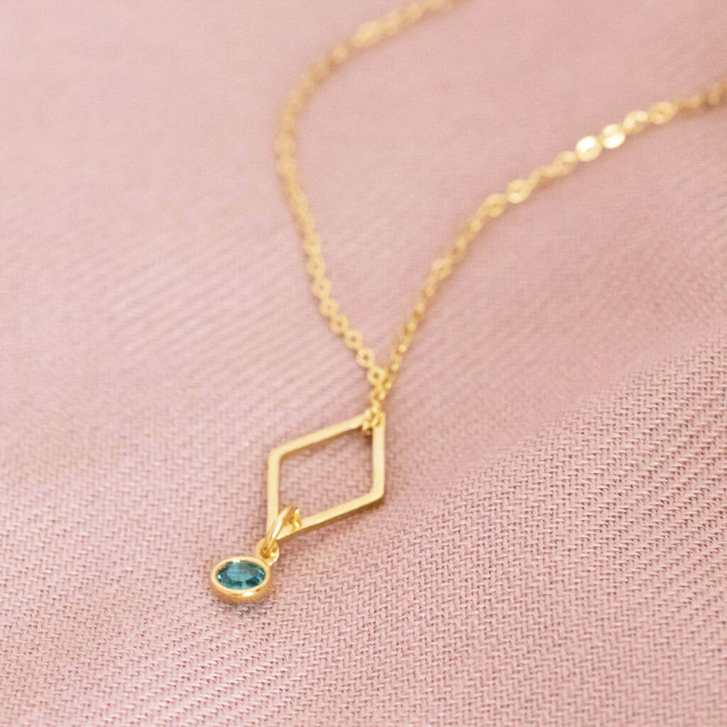 Joy by Corrine Smith Rhombus Geburtsstein Halskette Gold