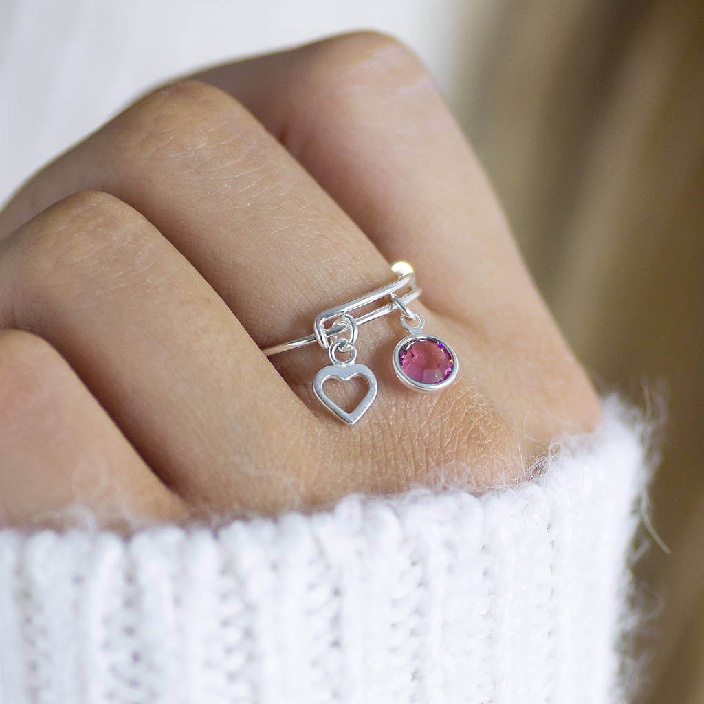 Joy Birthstone Charm Ring Silber Edelstein