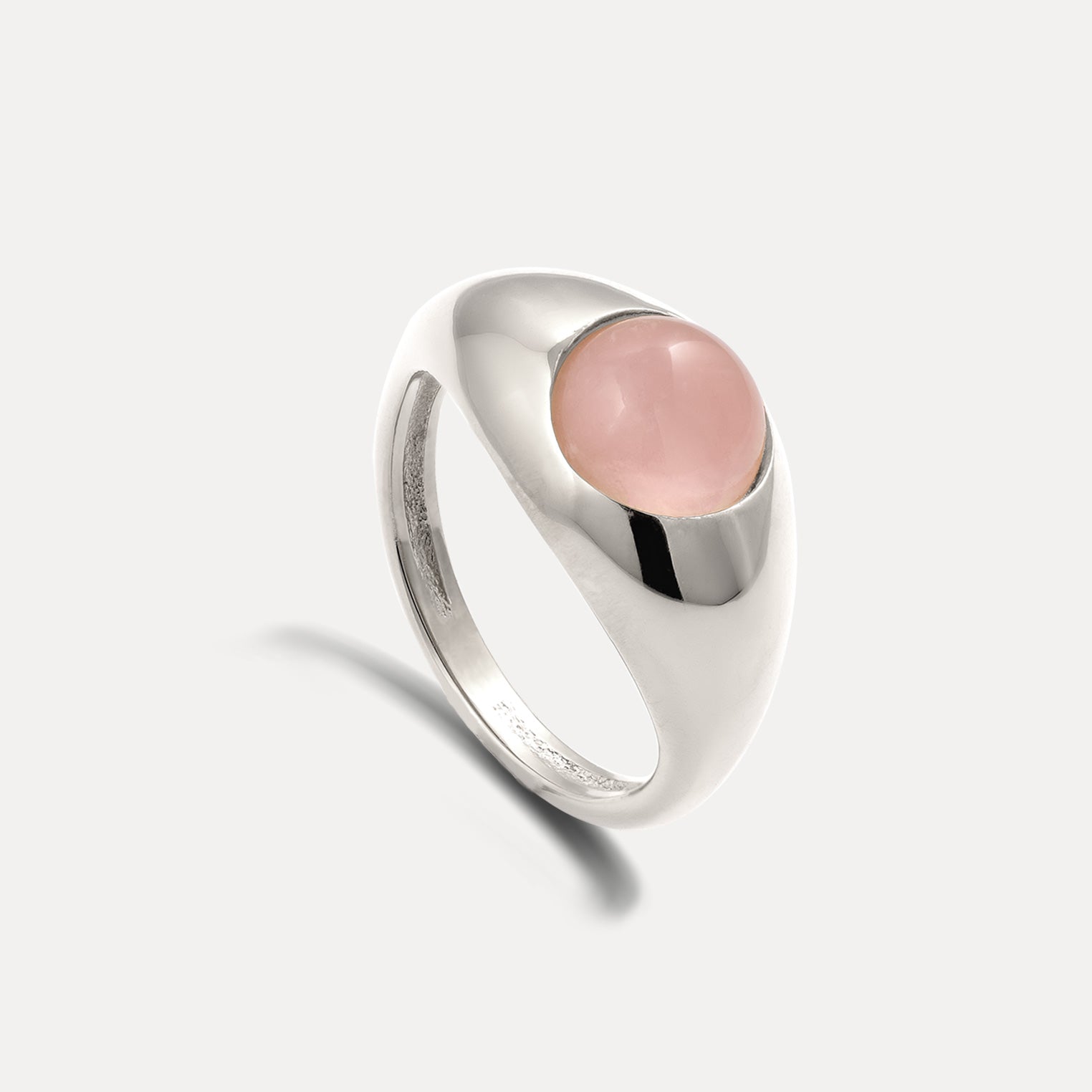 Stilnest Eden Pea Rosenquarz Ring Gold Vermeil 52