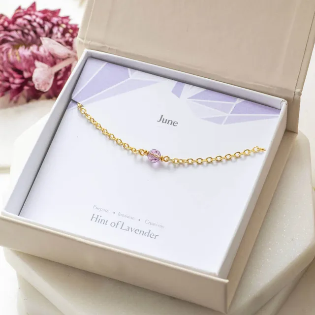 Joy Minimalist June Geburtsstein Perlen Armband Gold 18-19 cm
