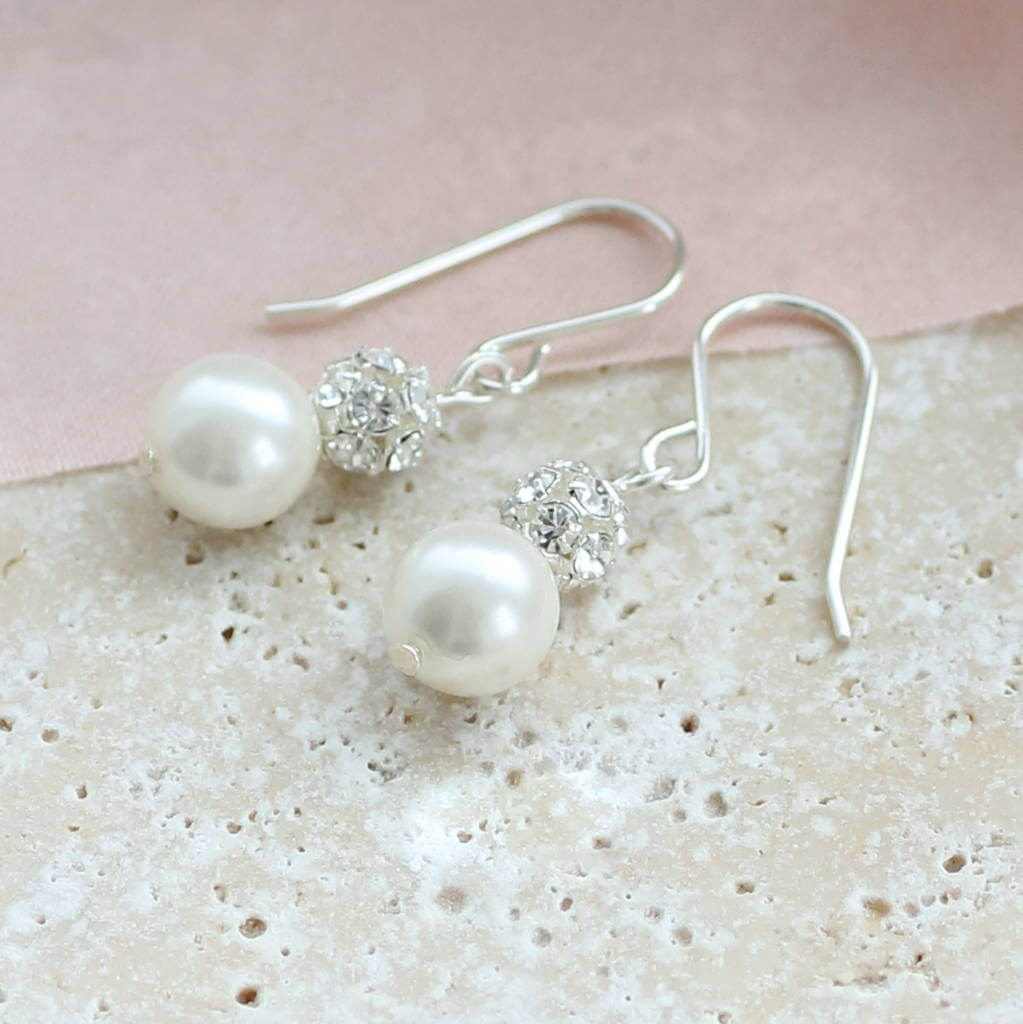 Joy by Corrine Smith Pearl Glitter Ball Ohrringe Silber