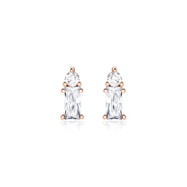 JEWLIX Ohrstecker Ohrringe Roségold 925 Silber Zirkonia