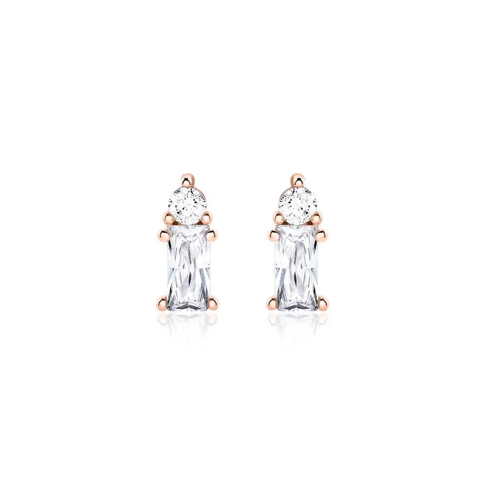 JEWLIX Ohrstecker Ohrringe Roségold 925 Silber Zirkonia