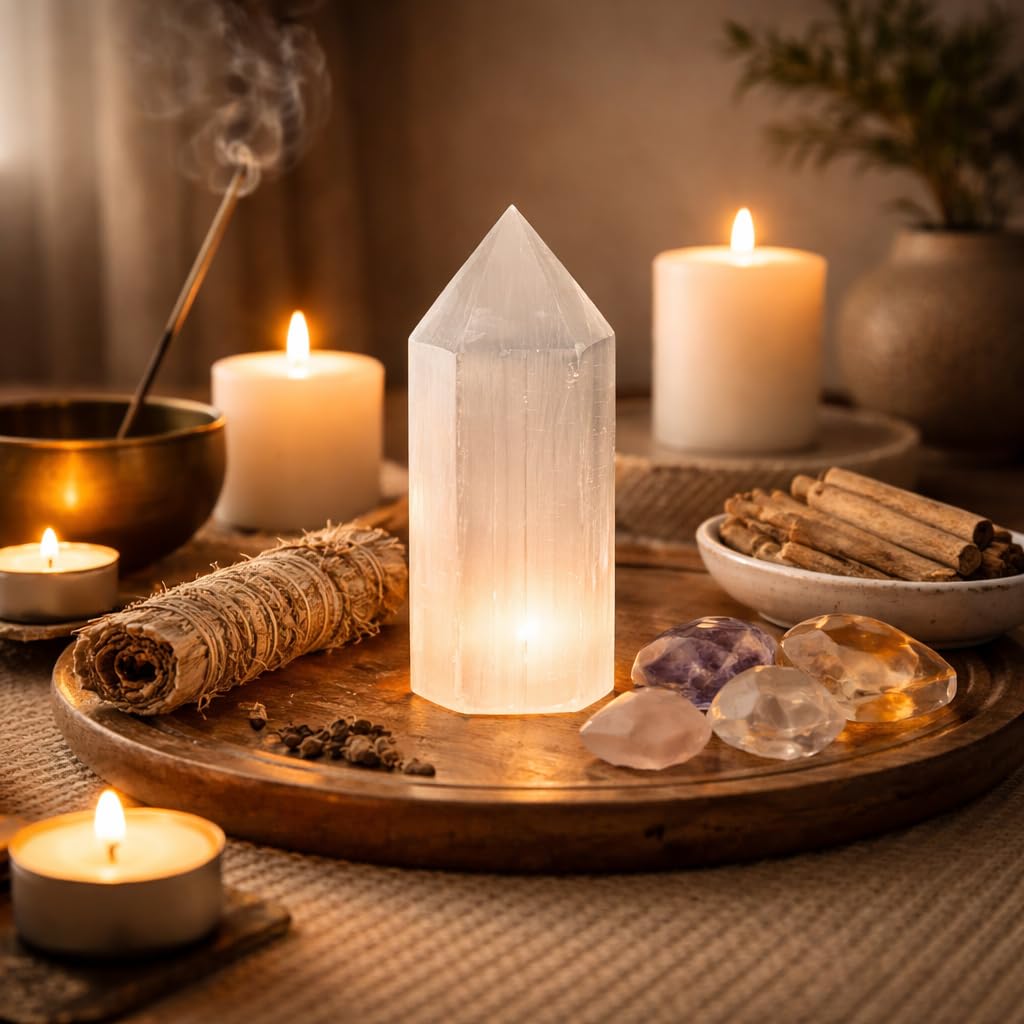 NKlaus Healing Crystals Selenit-Obelisk 10,5x4cm