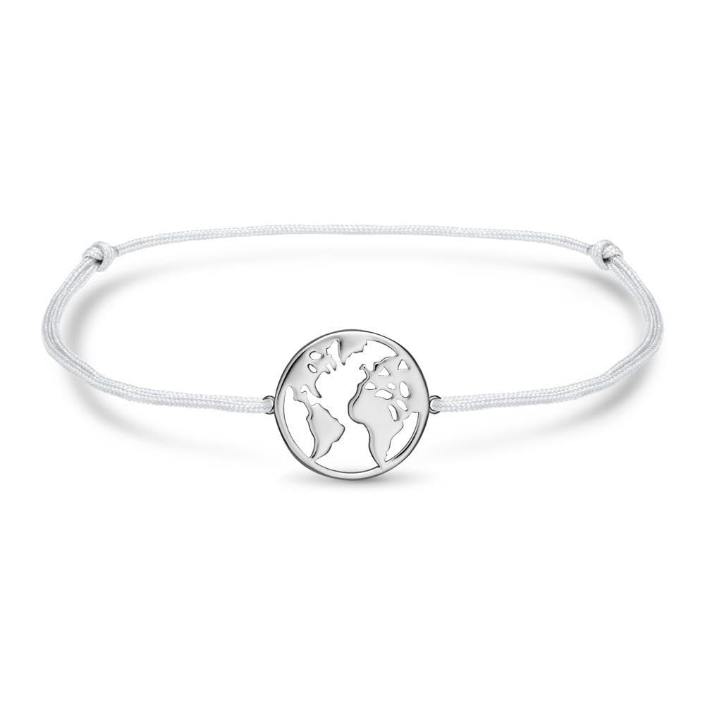 JEWLIX ID-Armband Welt Textil Silber grau Sterlingsilber