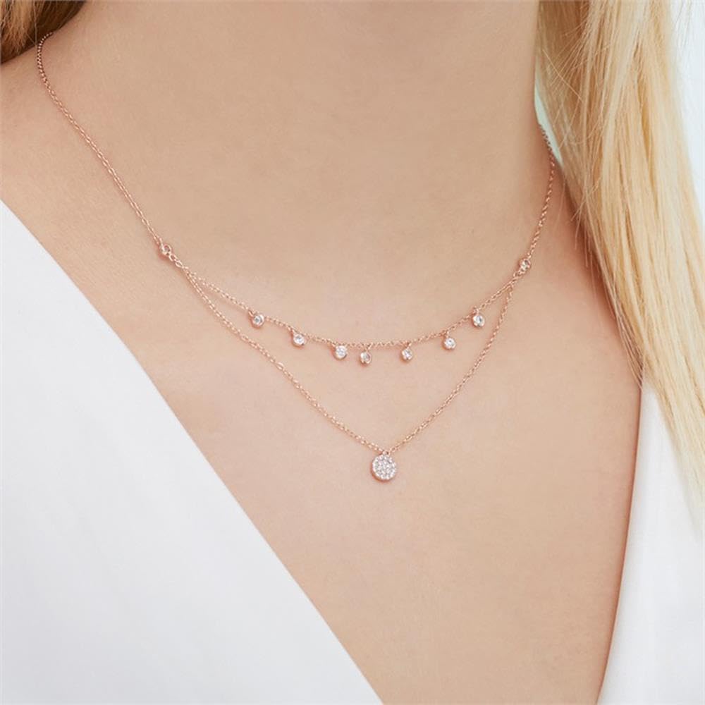 JEWLIX SN0437 Layerkette Halskette rosévergoldet Zirkonia