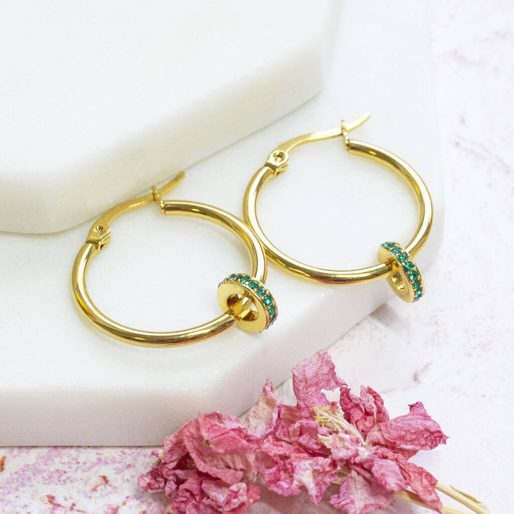 Joy by Corrine Smith Birthstone Ring Creolen Gold Ohrringe