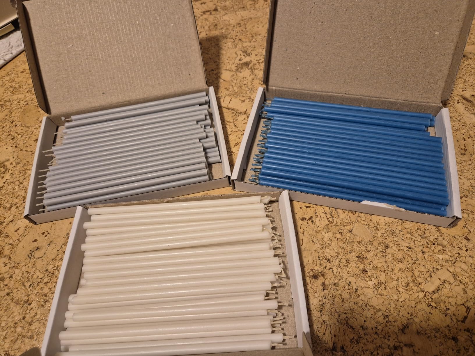 NKlaus Stabkerzen Set 150x 16 cm Blau Gelb Weiß