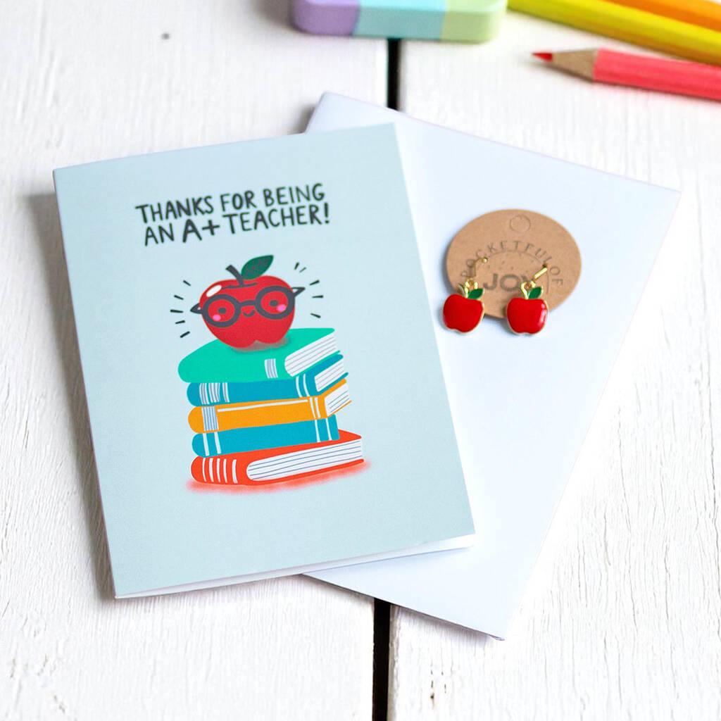 JOY by Corrine Smith Apfel Ohrringe Rot Gold mit Karte A6