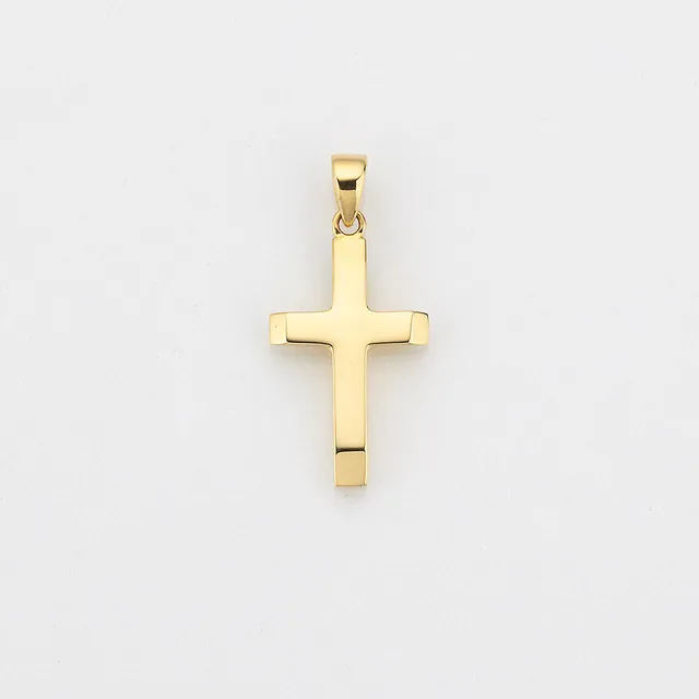 Eugen Rühle Kreuz Anhänger 12,3x19,5mm 585 Gelbgold abgeschrägt