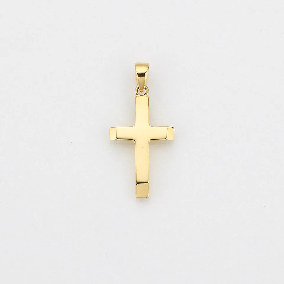 Eugen Rühle Kreuz Anhänger 12,3x19,5mm 585 Gelbgold abgeschrägt
