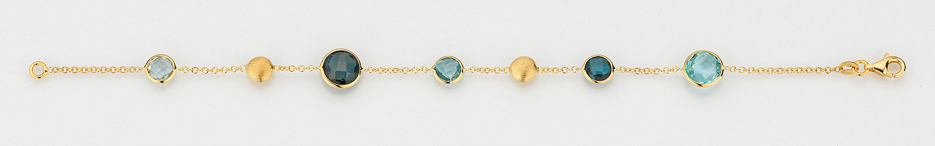 Eugen Rühle Armbänder Blautopas Armband Gold 750 Goldlinsen