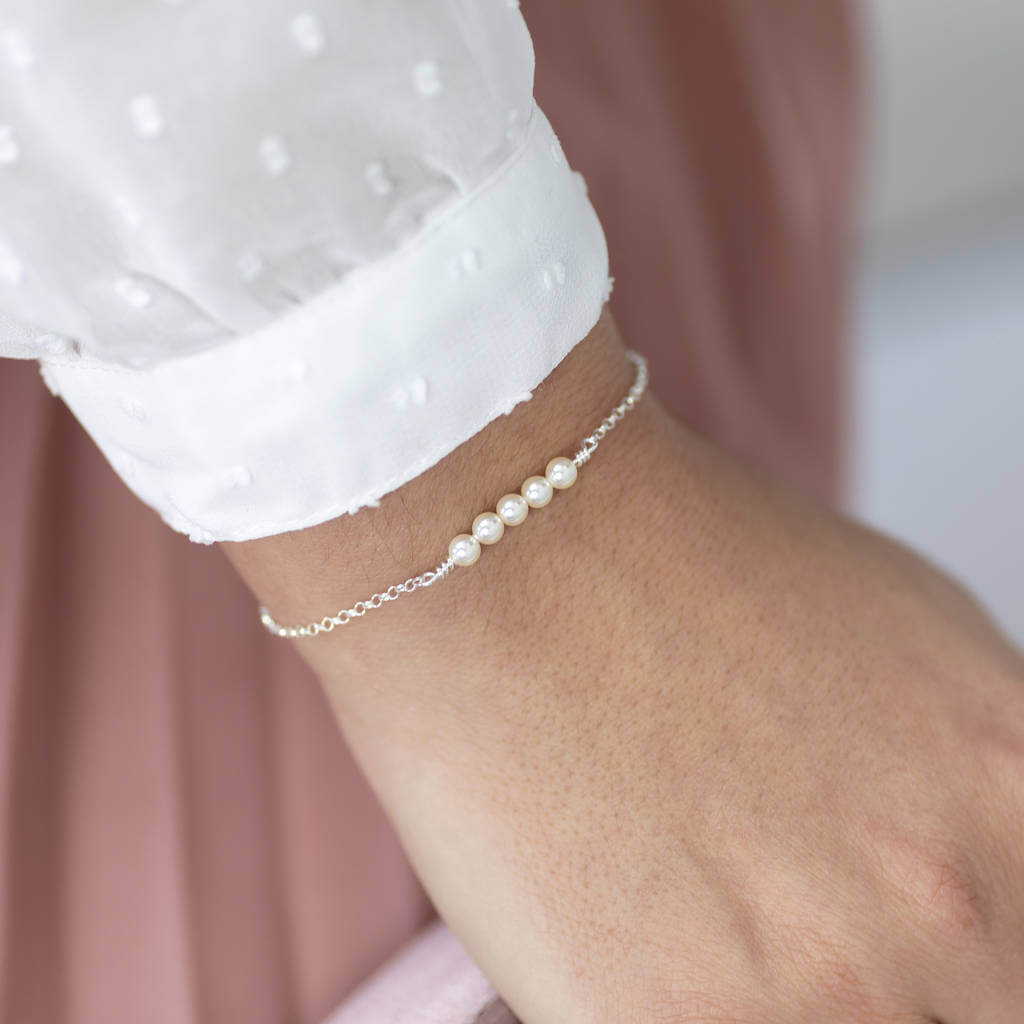 Joy Delicate Swarovski Perlenarmband Gold