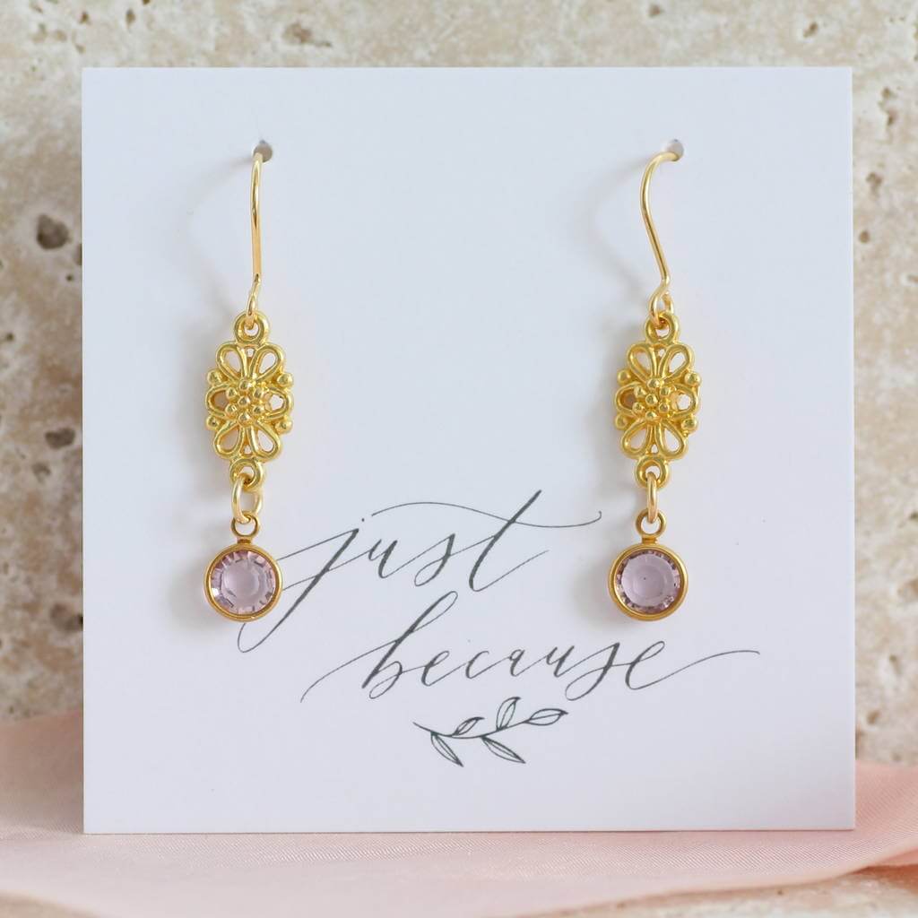 Joy by Corrine Smith Filigree Ohrringe Kristall Geburtsstein