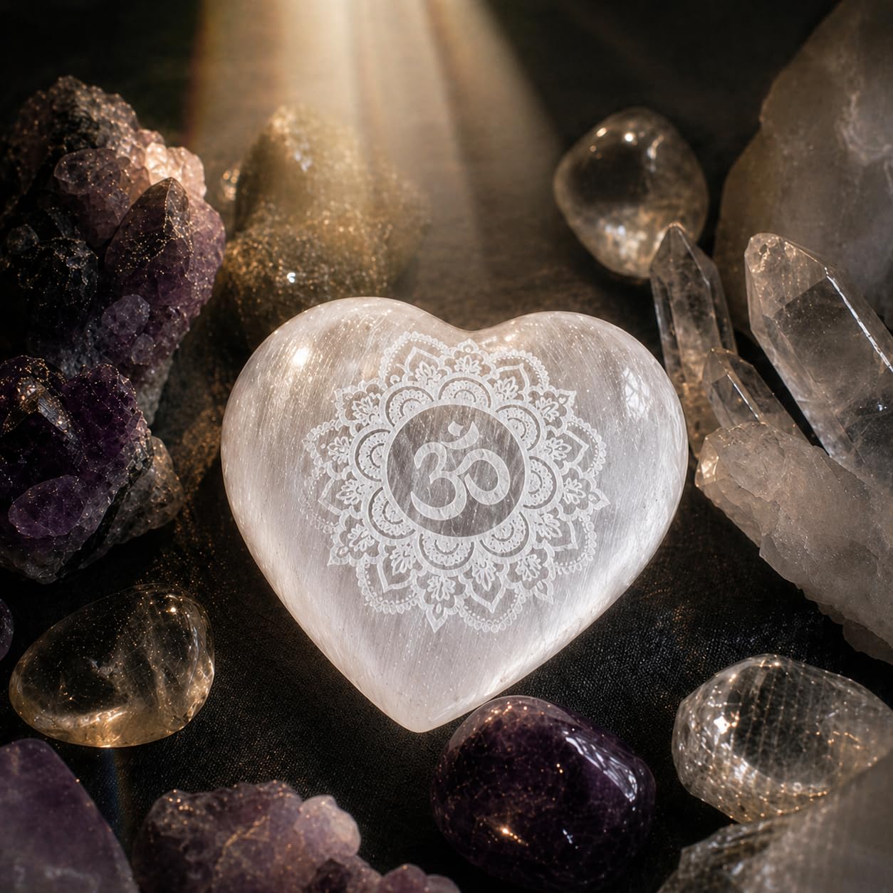 NKlaus Healing Crystals Selenit-Herz 6x7,5cm Om