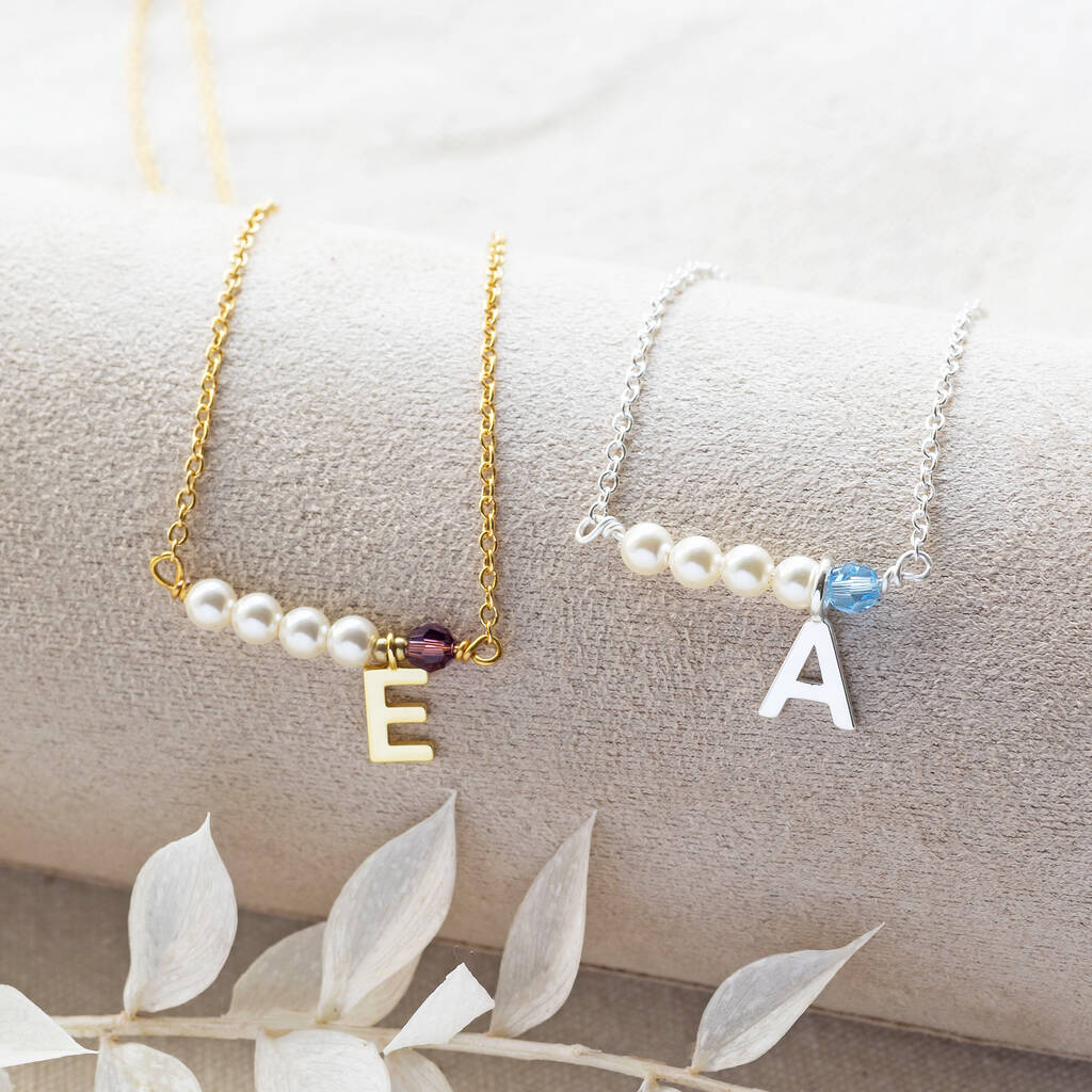 Joy Necklaces Pearl Initial Halskette Gold Perle Geburtsstein