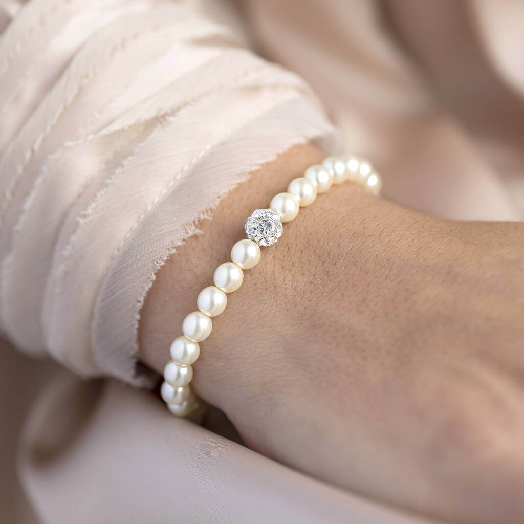 Joy by Corrine Smith Glitter Ball Armband Perle Silber