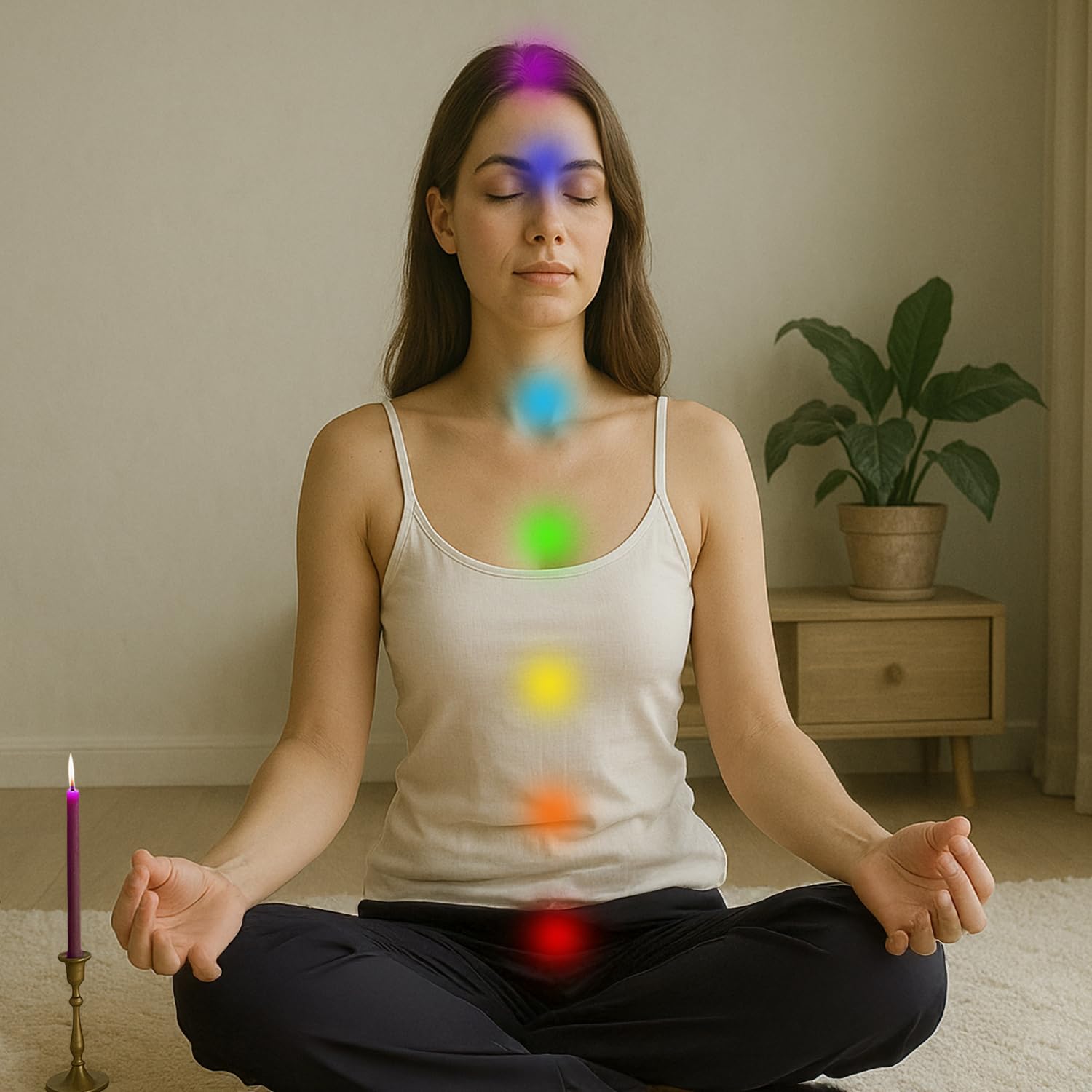 NKlaus Candles Chakra-Kerzen Set Paraffin 16 cm 49 Stück