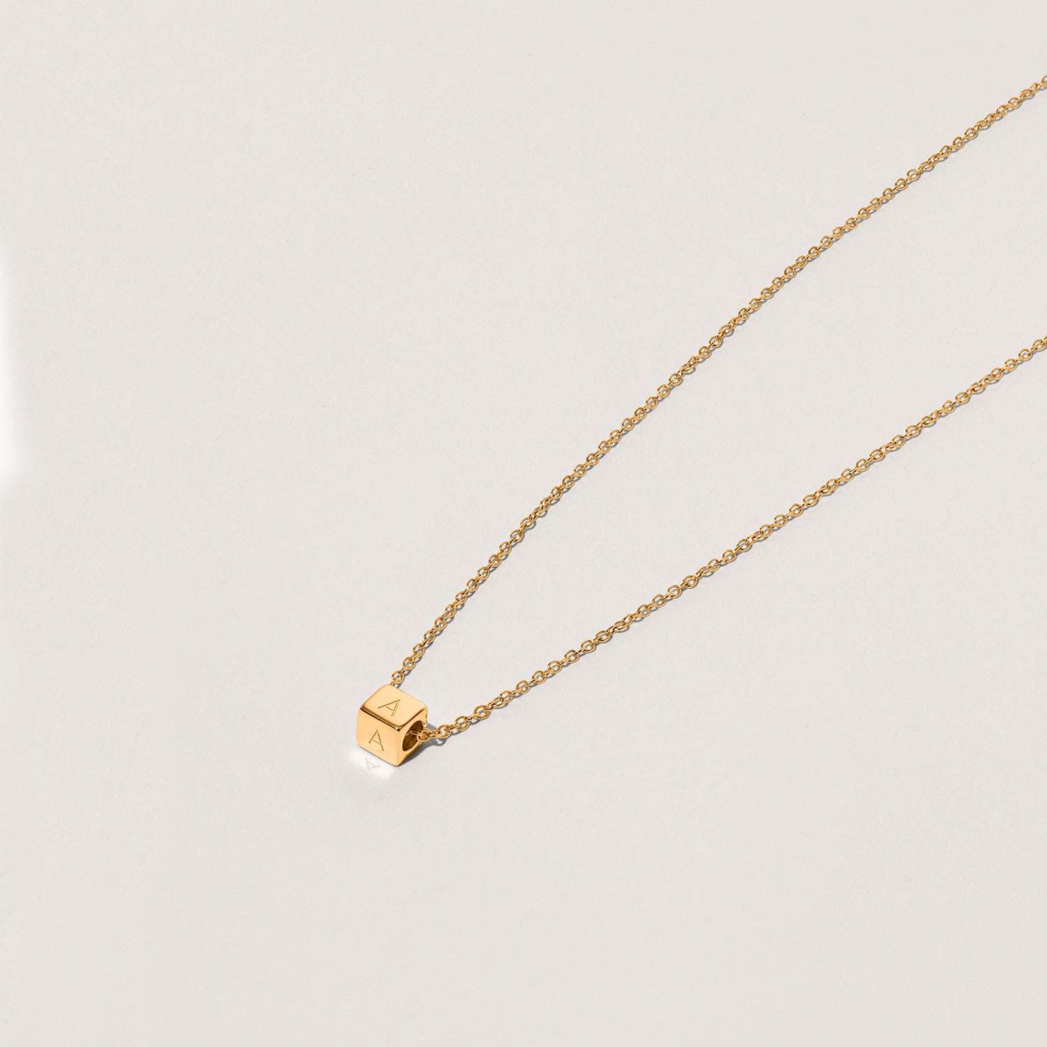 Stilnest Cube Halskette Ankerkette 45cm Gold Vermeil gravierbar