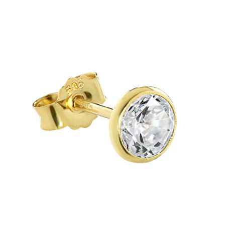 NKlaus Jewellery Ohrstecker 585 Gelbgold Ohrringe 5,5mm Zirkonia