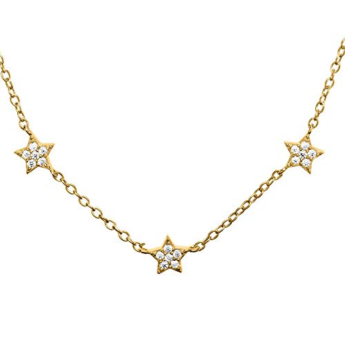 JEWLIX Sterne Kette 925er Silber Zirkonia Gold