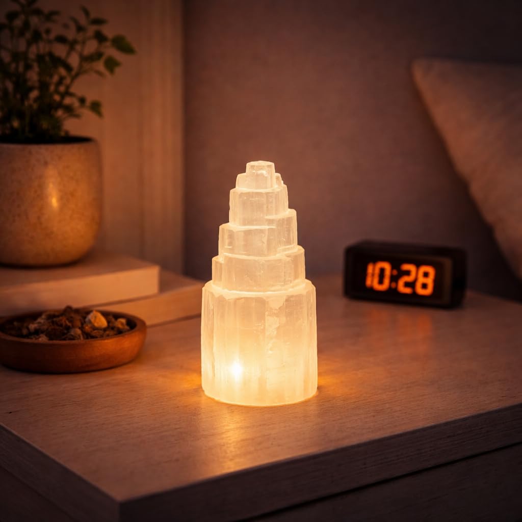 NKlaus Healing Crystals Selenit Turm 15cm Naturstein Energie