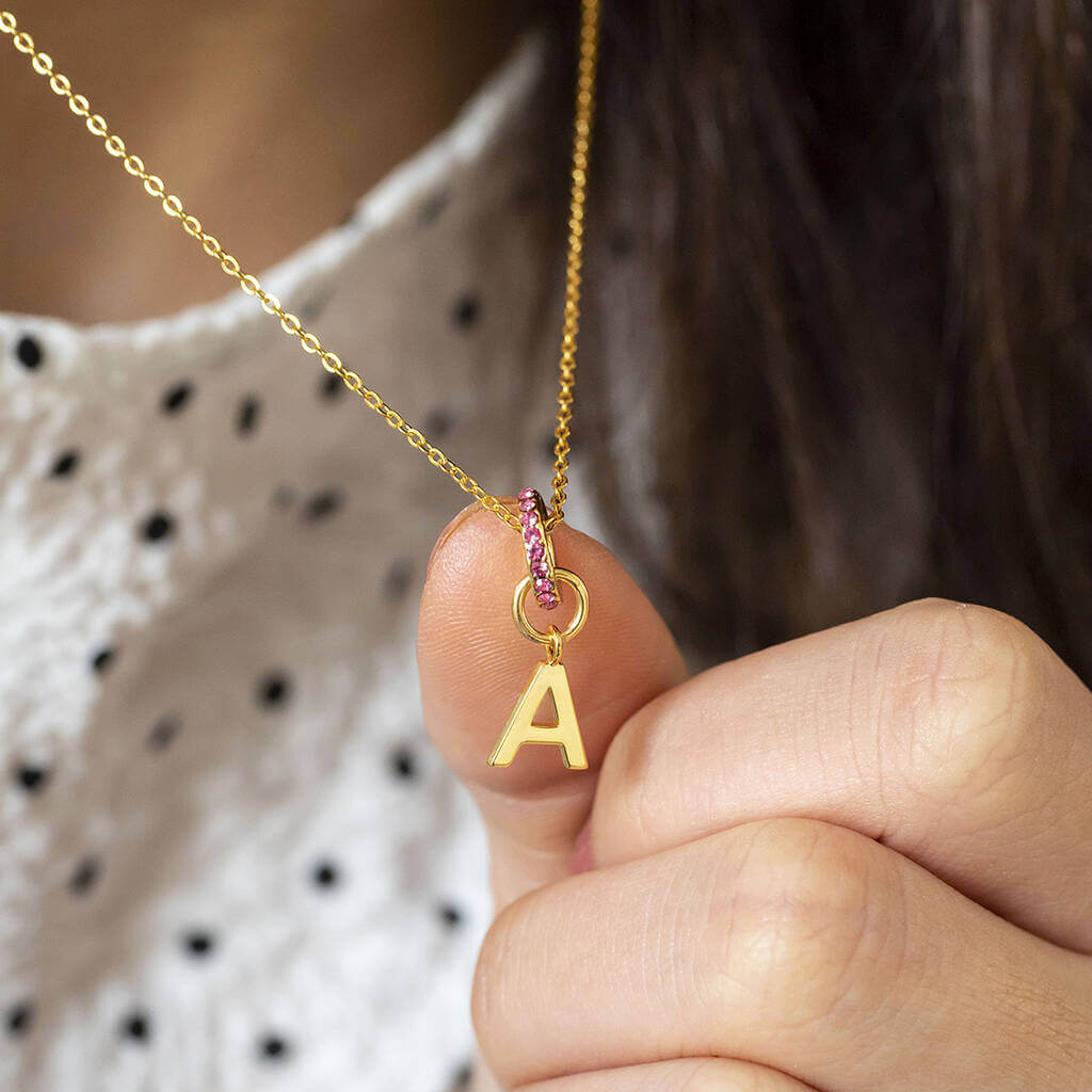 Joy by Corrine Smith Initial Halskette Gold Geburtsstein Ring