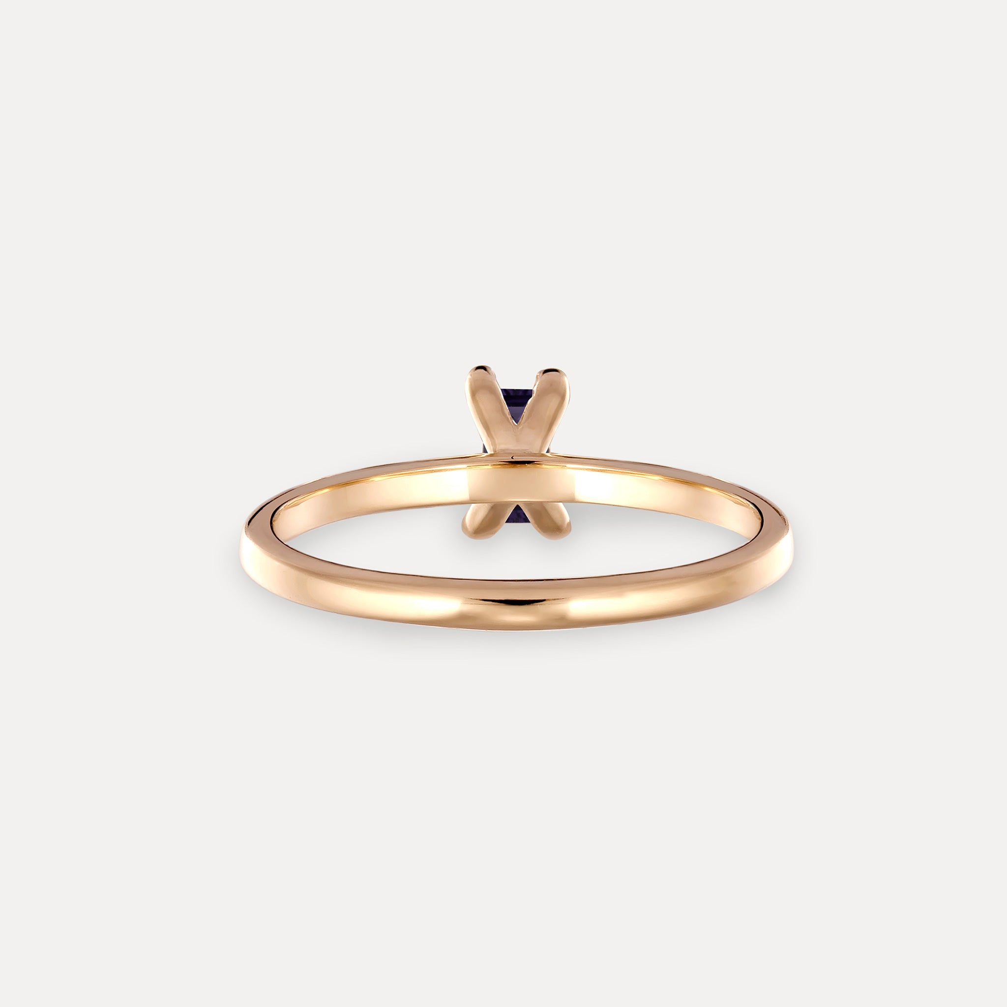 Stilnest Iolith Baguette Solitär Ring 585 Gold Gr 52 lila