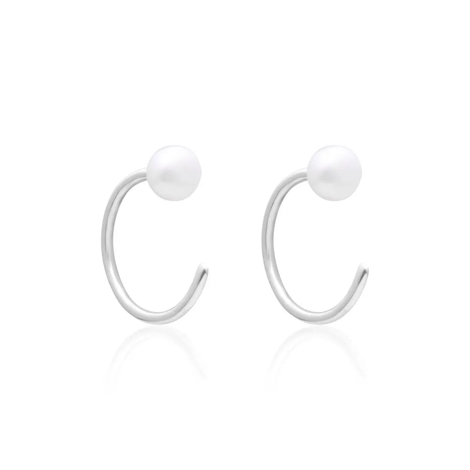 JEWLIX Ohrstecker Ear Cuffs Perle 925 Silber Süßwasserperle Paar