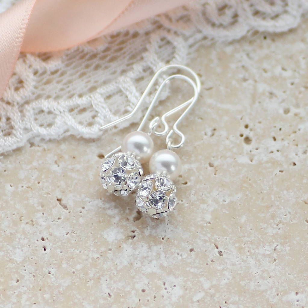 JOY by Corrine Smith Glitter Ball and Pearl Ohrringe Silber Perle