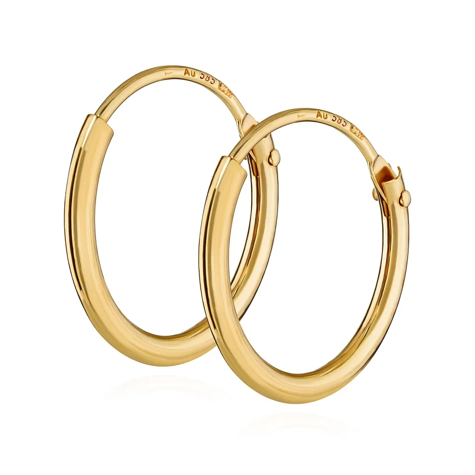 NKlaus Jewellery Klapp-Creolen Echtgold 585 Ohrringe 13mm Paar