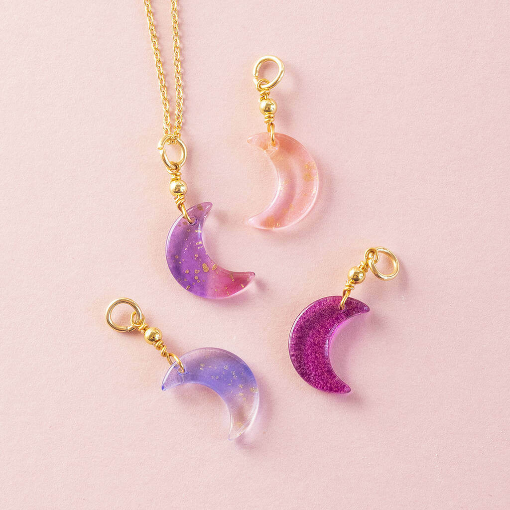 Joy Four in One Glass Moon Halskette Gold mit 4 Anhängern
